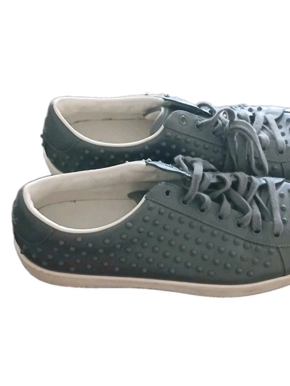 Gucci Men's Gray Spiked Low Top Leather Sneakers Size:10